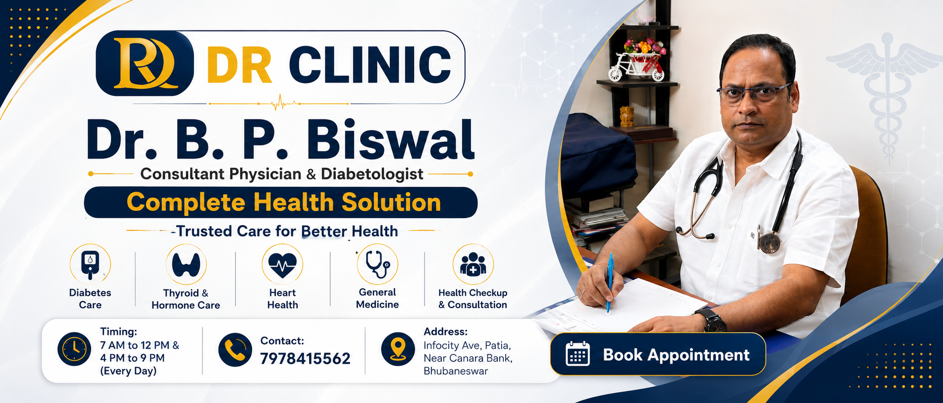 DR CLINIC services banner for physician and diabetologist care